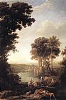 Claude Lorrain Wall Art - Landscape with the finding of Moses